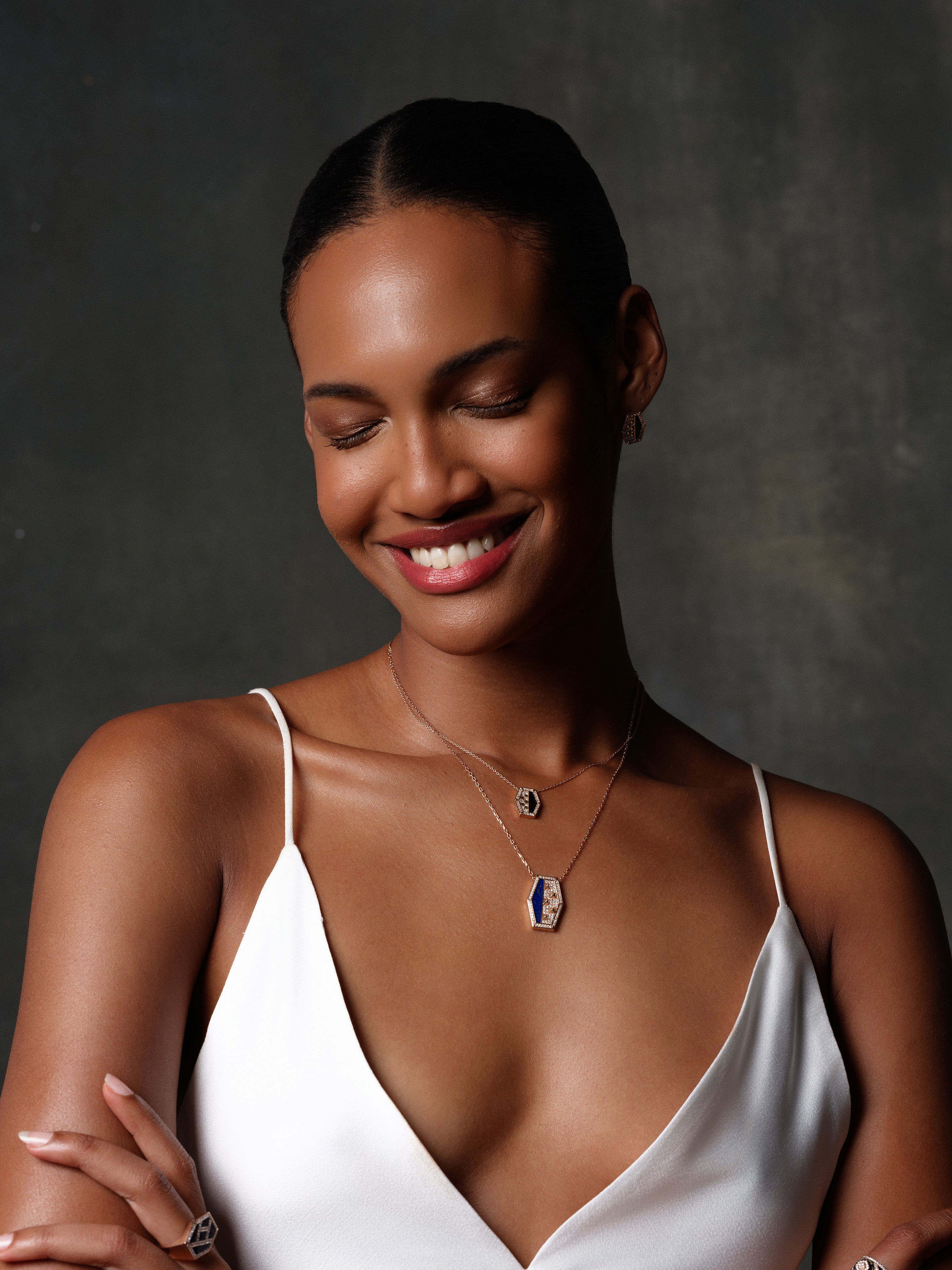 INTERSECTION DIAMOND ONYX NECKLACE