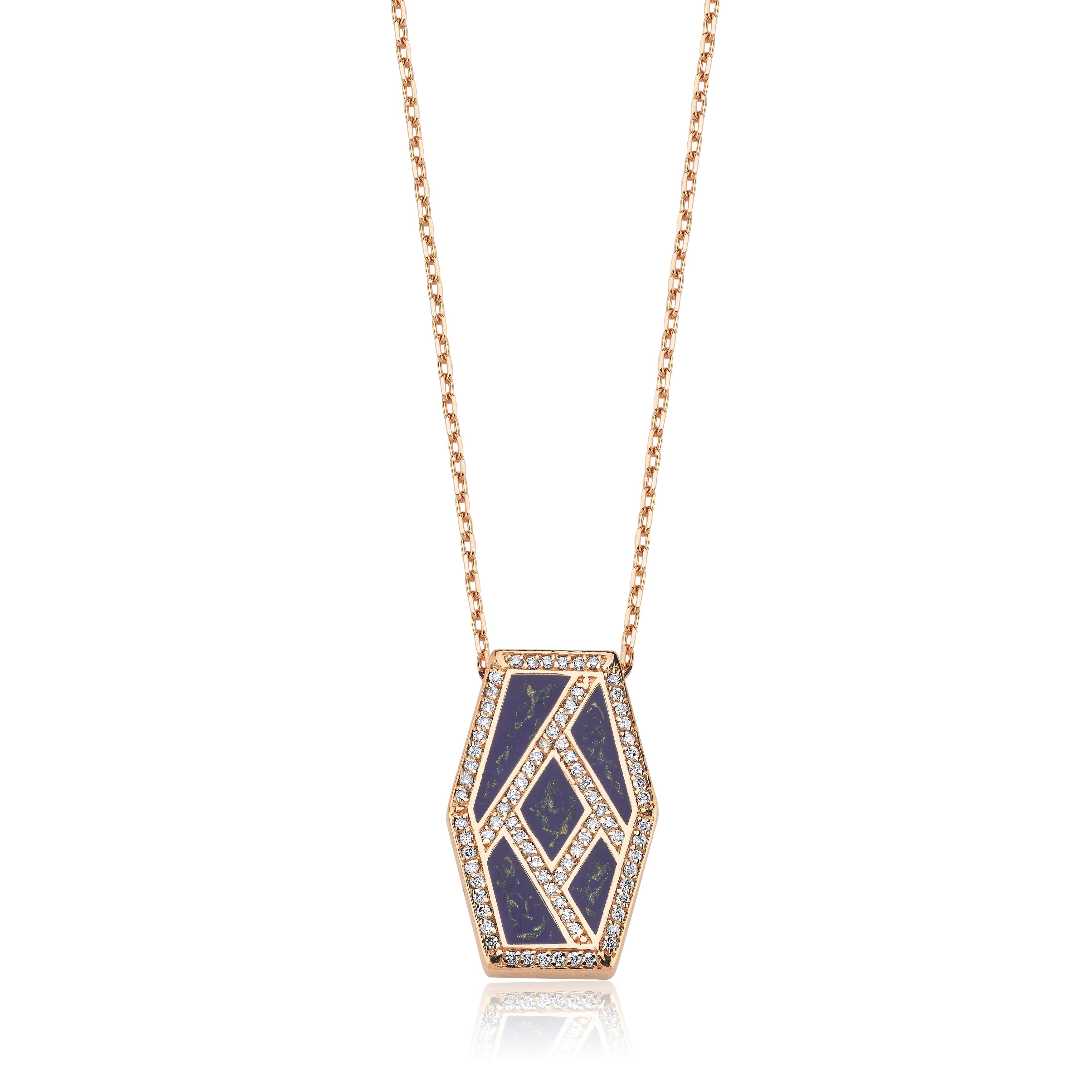 INTERSECTION DIAMOND BLUE ENAMEL NECKLACE